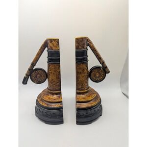 Fly Fishing Rod and Reel Bookends Set Brown Gold BN1709 Office Library Lodge
